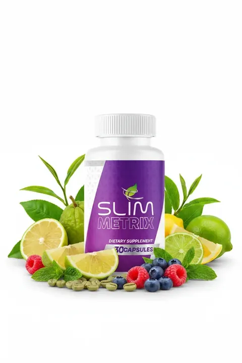 Slim Metrix bottle with limes, berries and green coffee beans