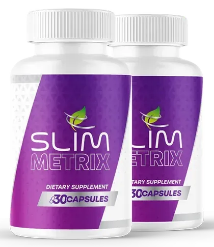 Two Slim Metrix bottles on a clear background